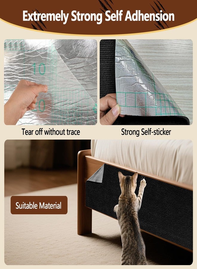 WAWINY Cat Scratch Furniture Protector, 78.7"x15.8" Self Adhesive Cat Scratch Mat Pad,Cut to Fit DIY Replacement Carpet for Tree,Wall,Bed,Door, Couch Protector (Black) - Image 4